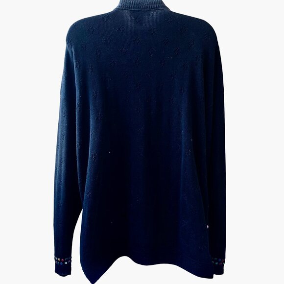 DONYA Z NEW YORK Vintage 80's Black Cardigan Sweater BLING - Picture 6 of 14